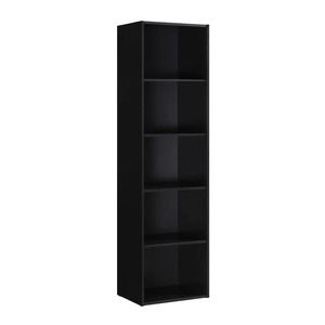 HODEDAH 5-Shelf, 15.91 in. W 59 in. H Black Bookcase